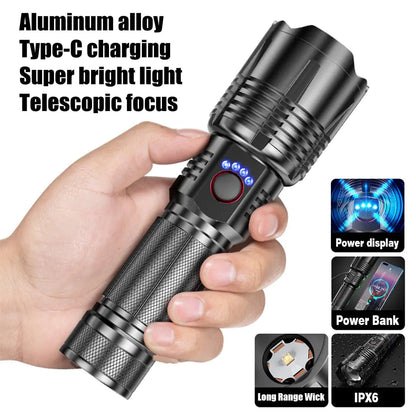 High-power Handheld Flashlight / Durable Design Handheld Flash Light for Emergencies, Camping, Hiking