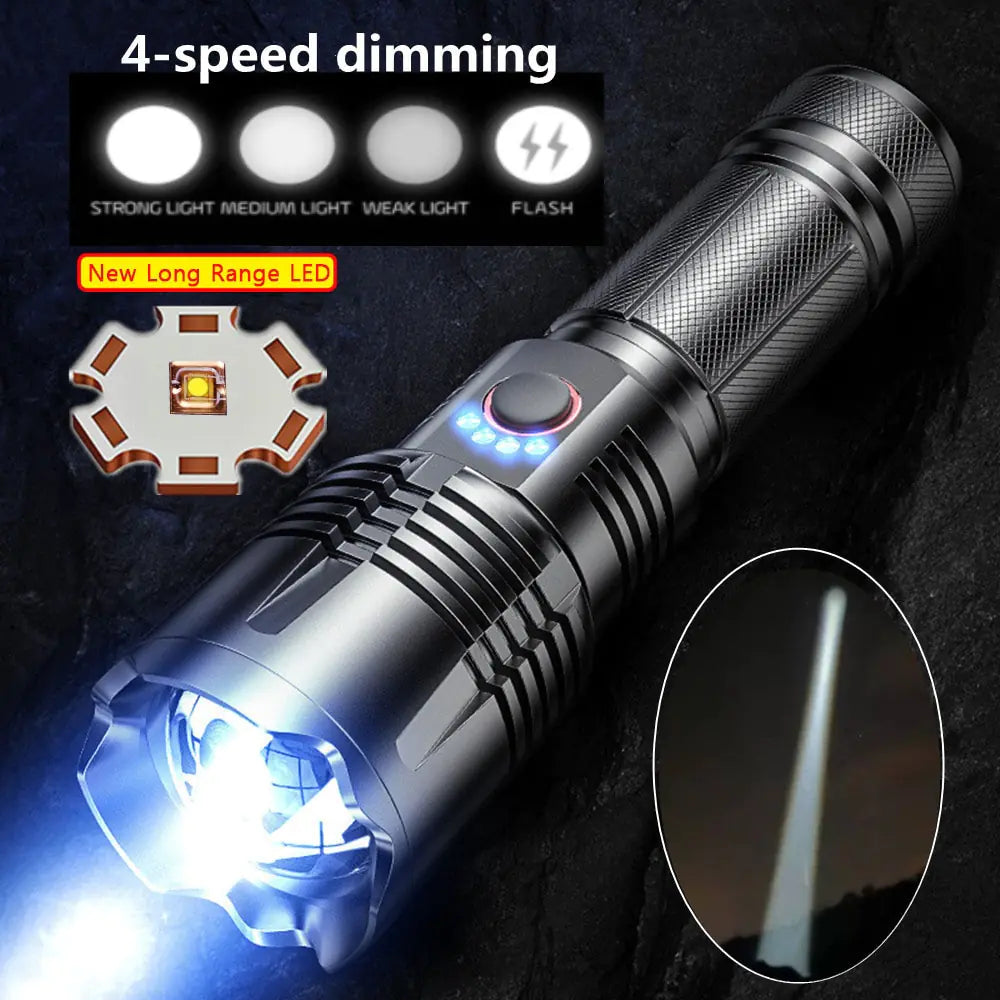 High-power Handheld Flashlight / Durable Design Handheld Flash Light for Emergencies, Camping, Hiking