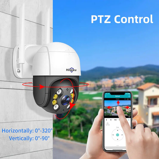 Security Night Vison 5MP Camera 360° CCTV Camera System with Floodlight Color Night Vision Motion Sensor