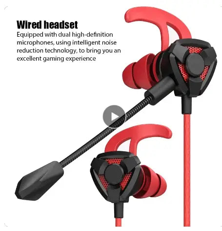 Gaming Wired Earbuds with Mic / In-Ear Gaming Headphones Wired with Microphone / Stereo Bass Compatible for PC/PS5/PS4/Xbox/Nintendo/Switch/Mobile 3.5mm Aux-Red